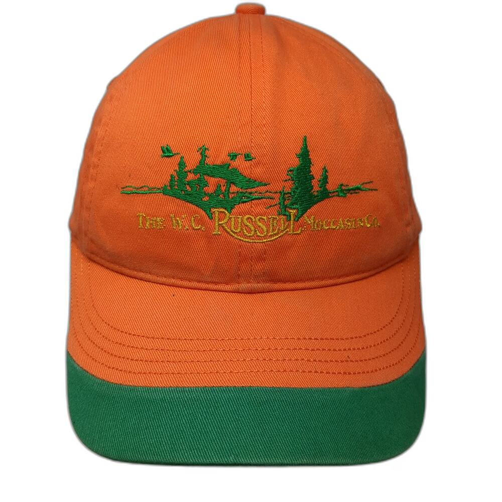 W.C. Russell Moccasin Co. Baseball Cap Orange One Size Green Embroidered Hat